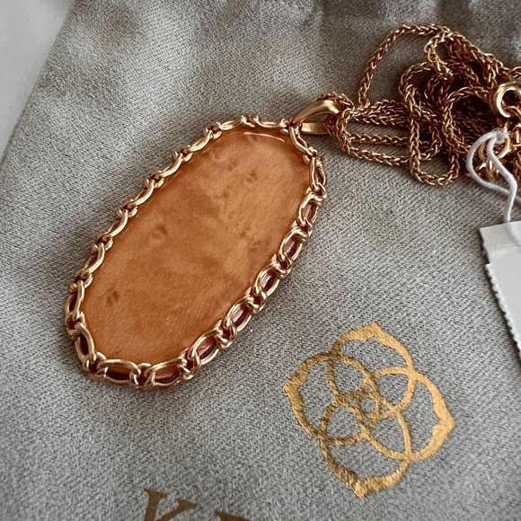 NWT Kendra Scott Macramé Reid Statement Necklace in Blush Wood 14k Rose … - Picture 5 of 15